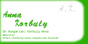 anna korbuly business card